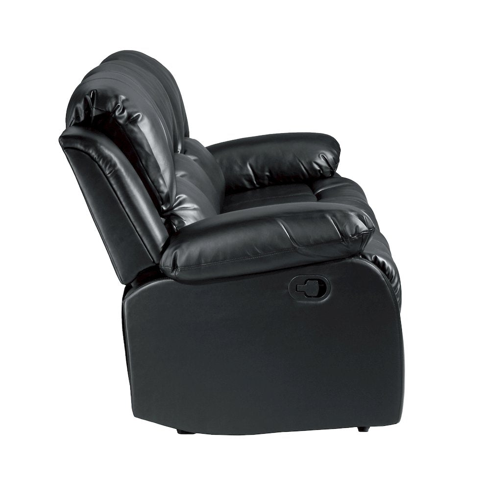Cranley Faux Leather Double Reclining Sofa In Black