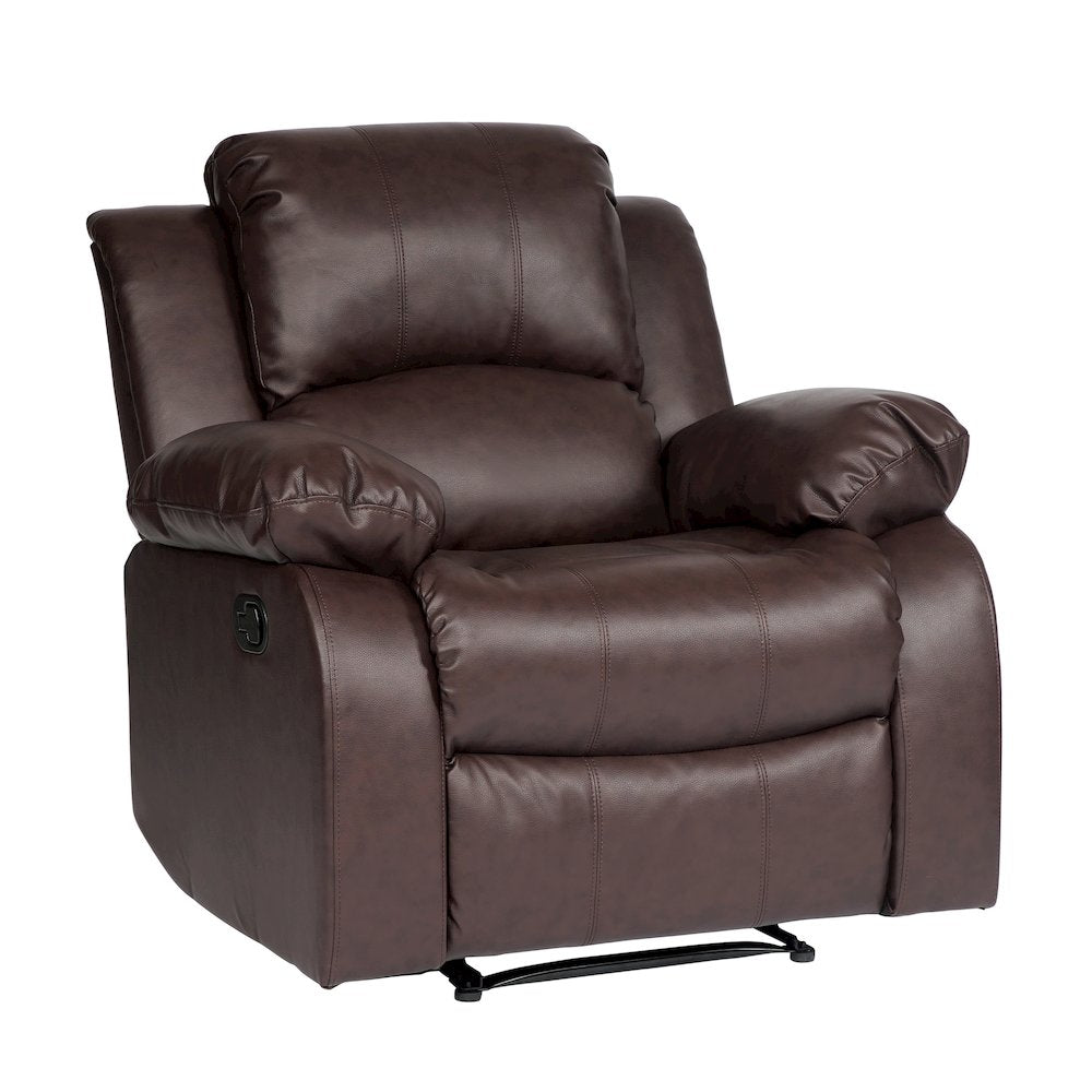 Cranley Faux Leather Reclining Chair In Brown