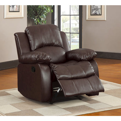 Cranley Faux Leather Reclining Chair In Brown
