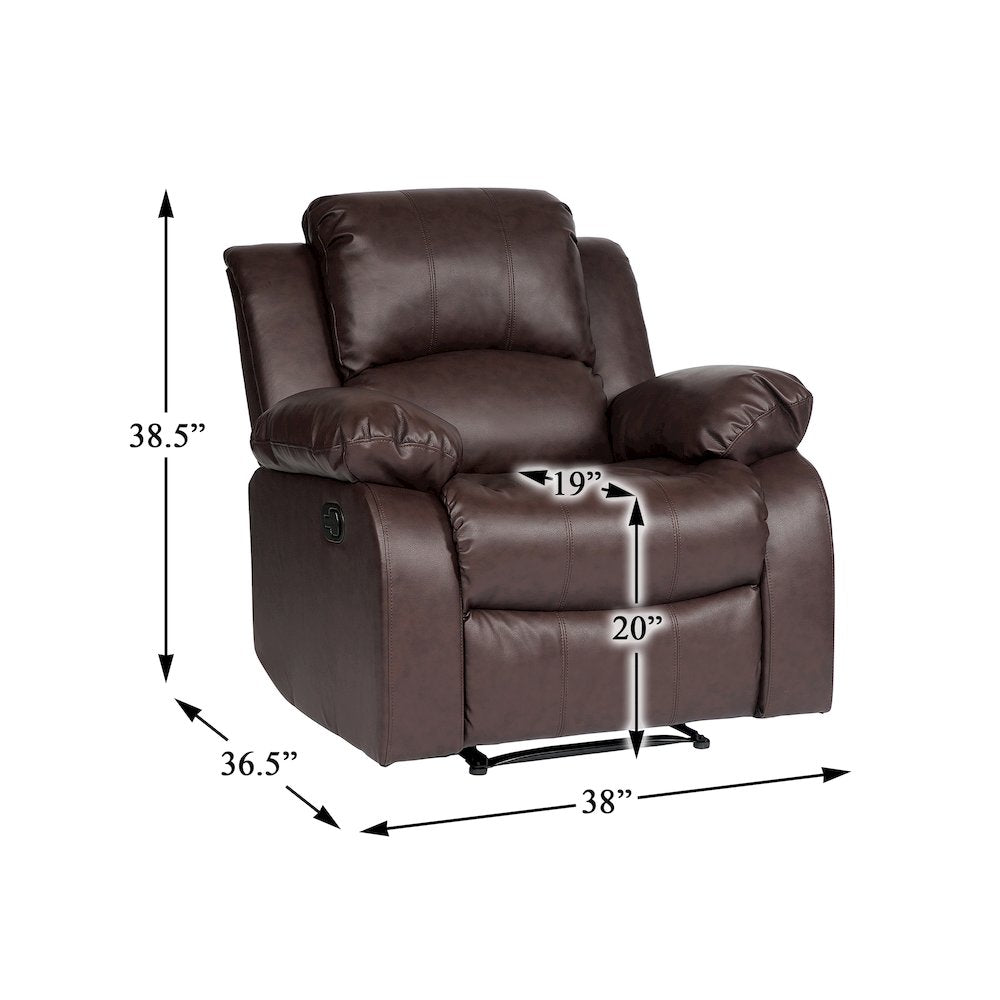 Cranley Faux Leather Reclining Chair In Brown