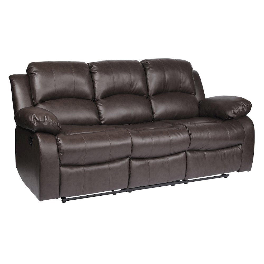 Cranley Faux Leather Double Reclining Sofa In Brown