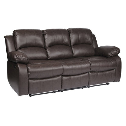 Cranley Faux Leather Double Reclining Sofa In Brown
