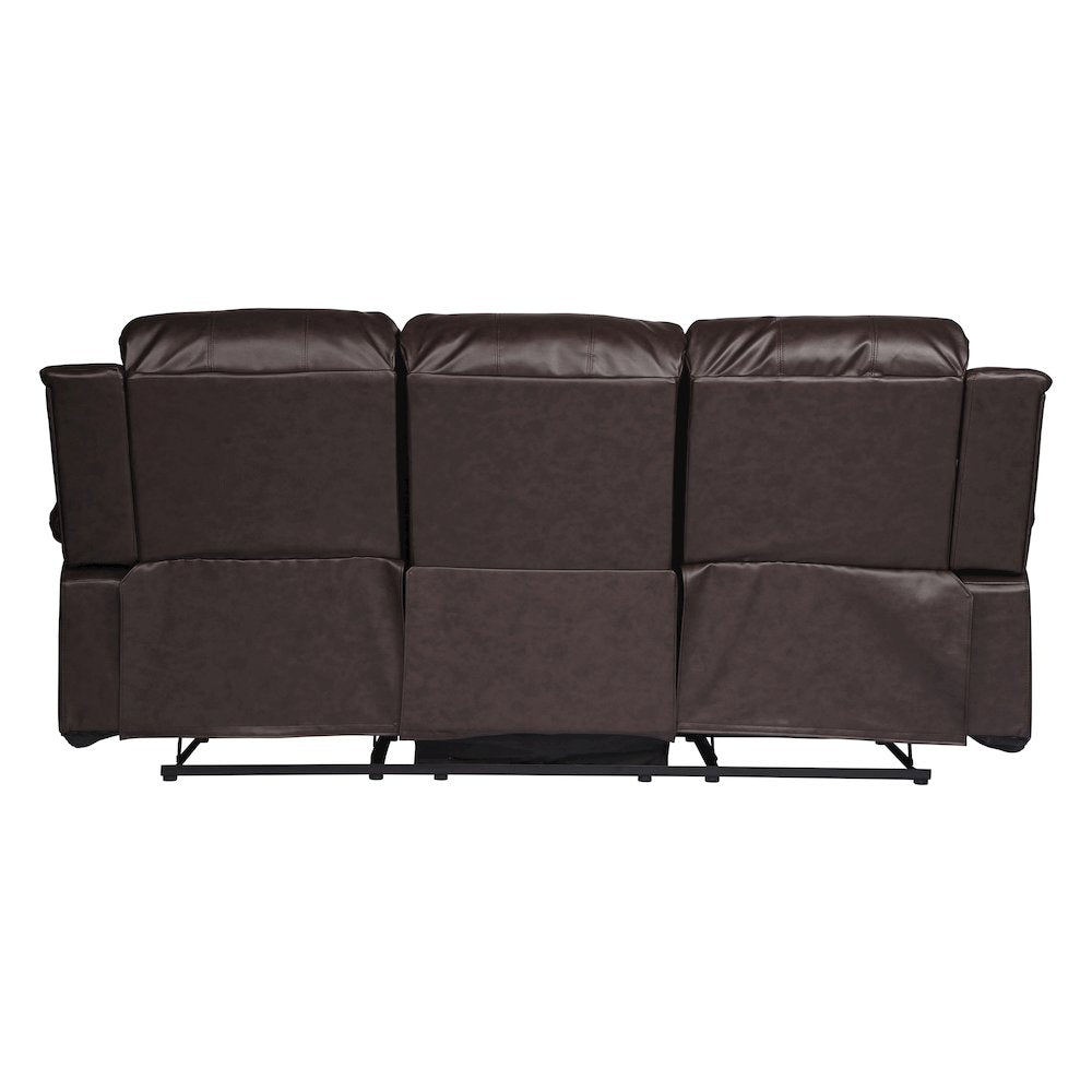 Cranley Faux Leather Double Reclining Sofa In Brown