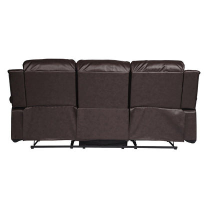 Cranley Faux Leather Double Reclining Sofa In Brown