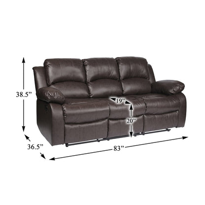 Cranley Faux Leather Double Reclining Sofa In Brown