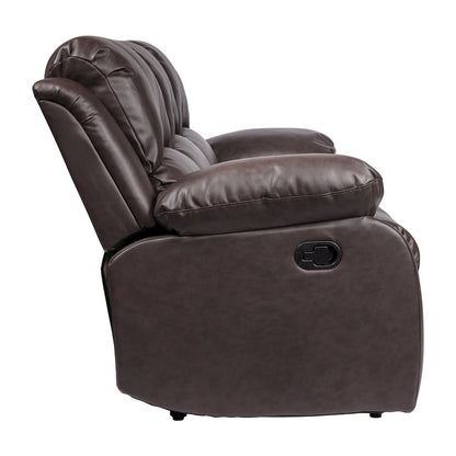 Cranley Faux Leather Double Reclining Sofa In Brown