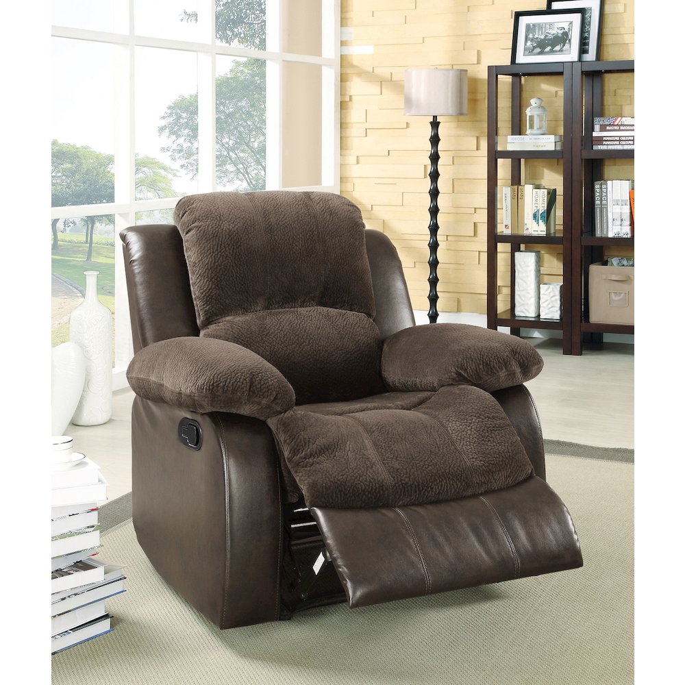 Cranley Textured Fabric Reclining Chair In Chocolate