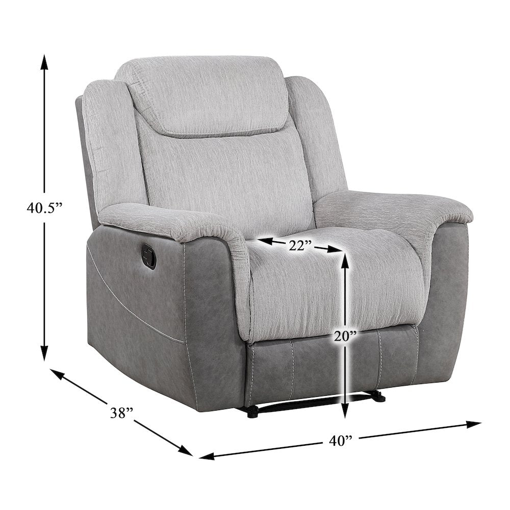 Lexicon Harriette Chenille Reclining Chair in Gray