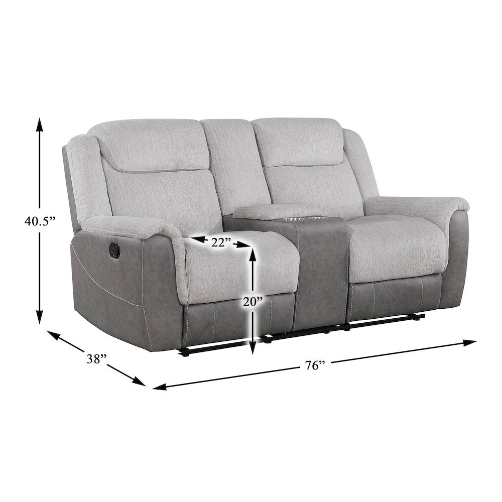 Lexicon Harriette Chenille Double Reclining Love Seat in Gray