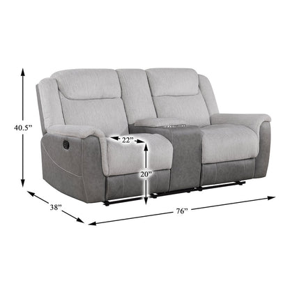 Lexicon Harriette Chenille Double Reclining Love Seat in Gray