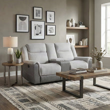 Chenille Double Reclining Loveseat Sofa with Two Recliner Seats, Gray