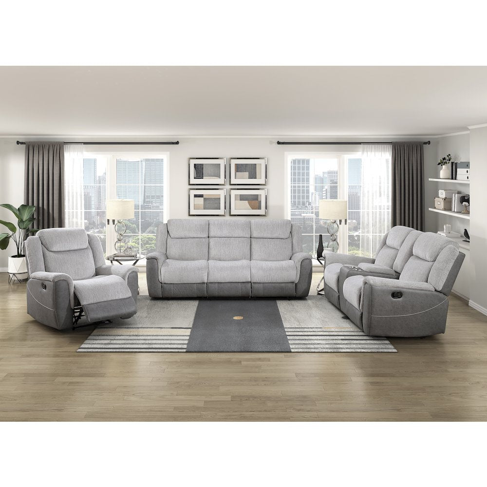 Lexicon Harriette Chenille Double Reclining Sofa in Gray