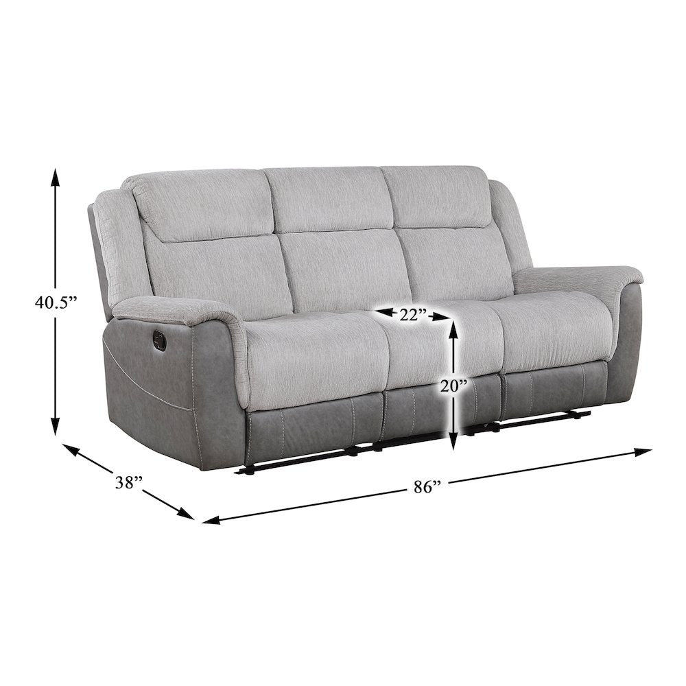 Lexicon Harriette Chenille Double Reclining Sofa in Gray