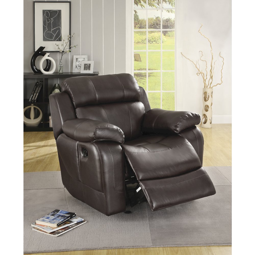 Marille Faux Leather Glider Reclining Chair In Brown