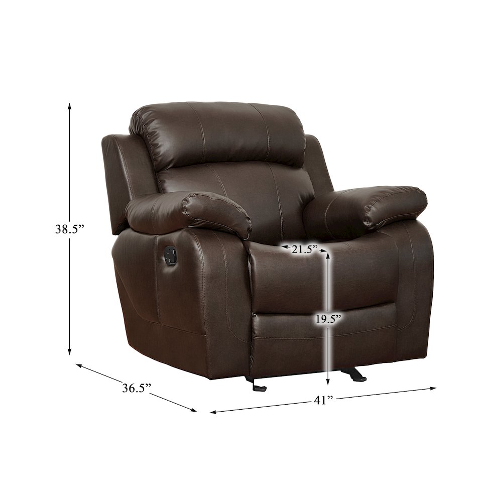 Marille Faux Leather Glider Reclining Chair In Brown