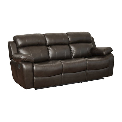 Marille Faux Leather Double Reclining Sofa In Brown