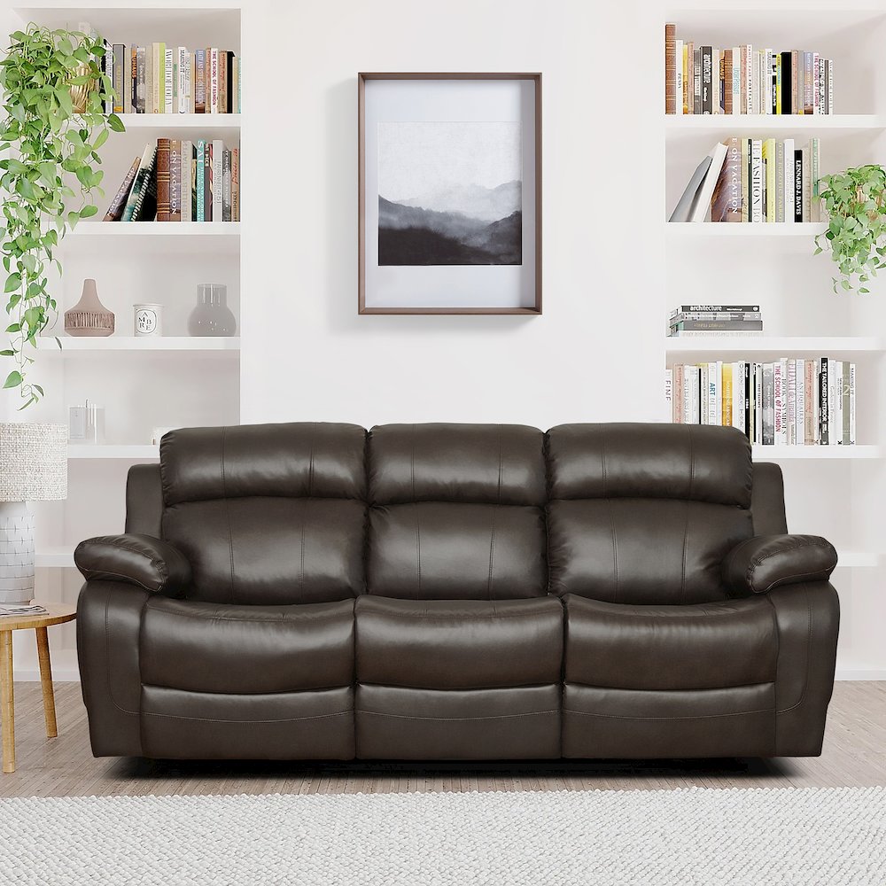 Marille Faux Leather Double Reclining Sofa In Brown