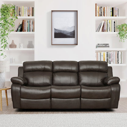 Marille Faux Leather Double Reclining Sofa In Brown
