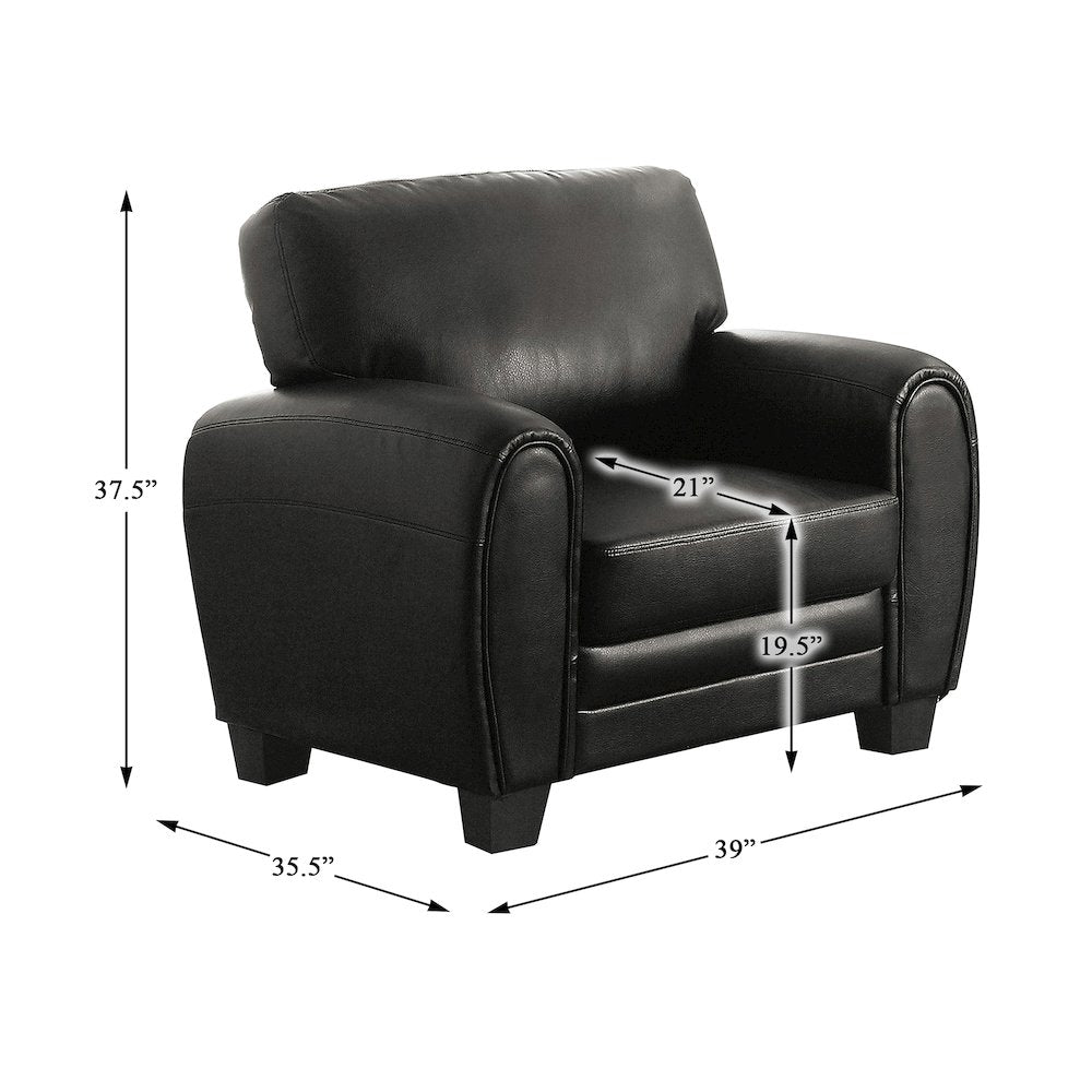 Rubin Faux Leather Arm Chair In Black