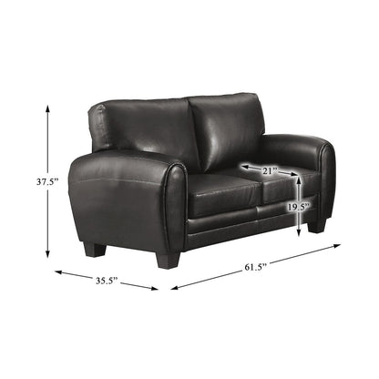 Rubin Faux Leather Love Seat In Black