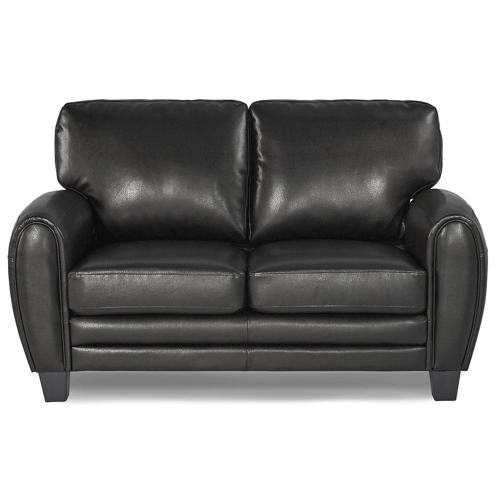 Rubin Faux Leather Love Seat In Black