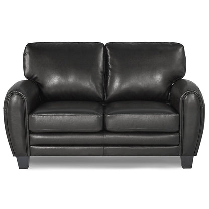 Rubin Faux Leather Love Seat In Black