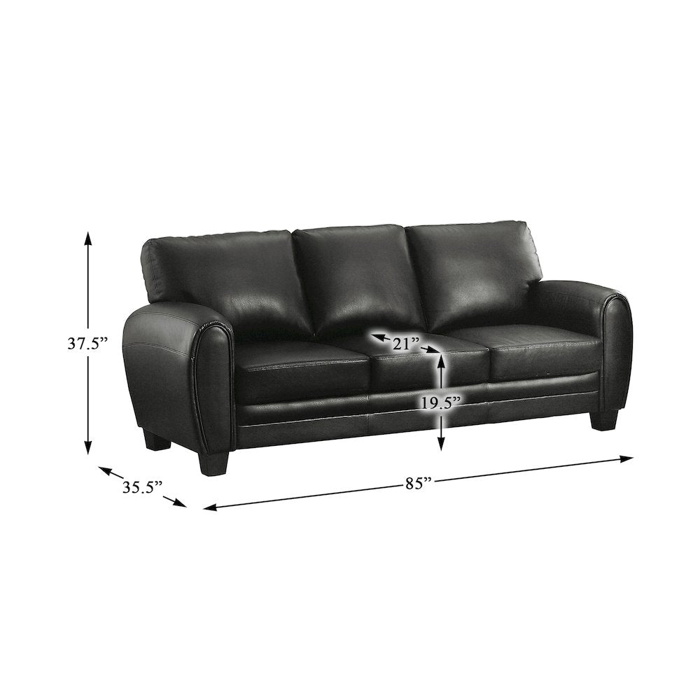 Rubin Faux Leather Sofa In Black