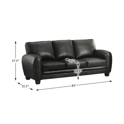 Rubin Faux Leather Sofa In Black