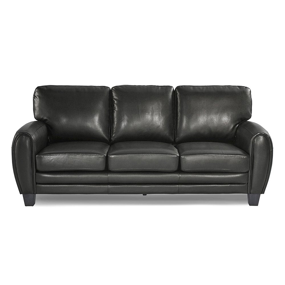 Rubin Faux Leather Sofa In Black