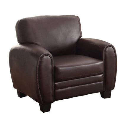 Rubin Faux Leather Arm Chair In Dark Brown