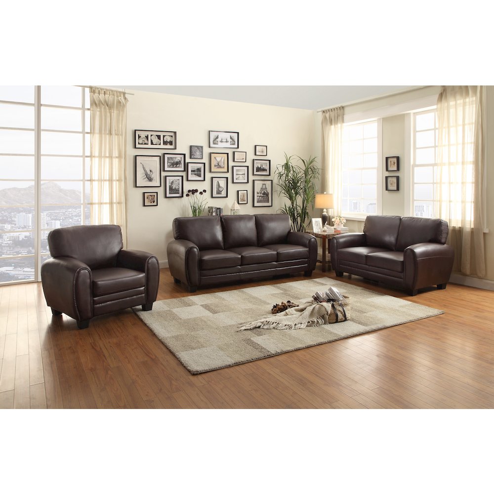 Rubin Faux Leather Arm Chair In Dark Brown