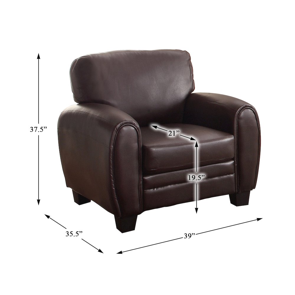 Rubin Faux Leather Arm Chair In Dark Brown