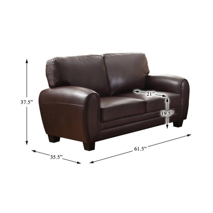 Rubin Faux Leather Love Seat In Dark Brown