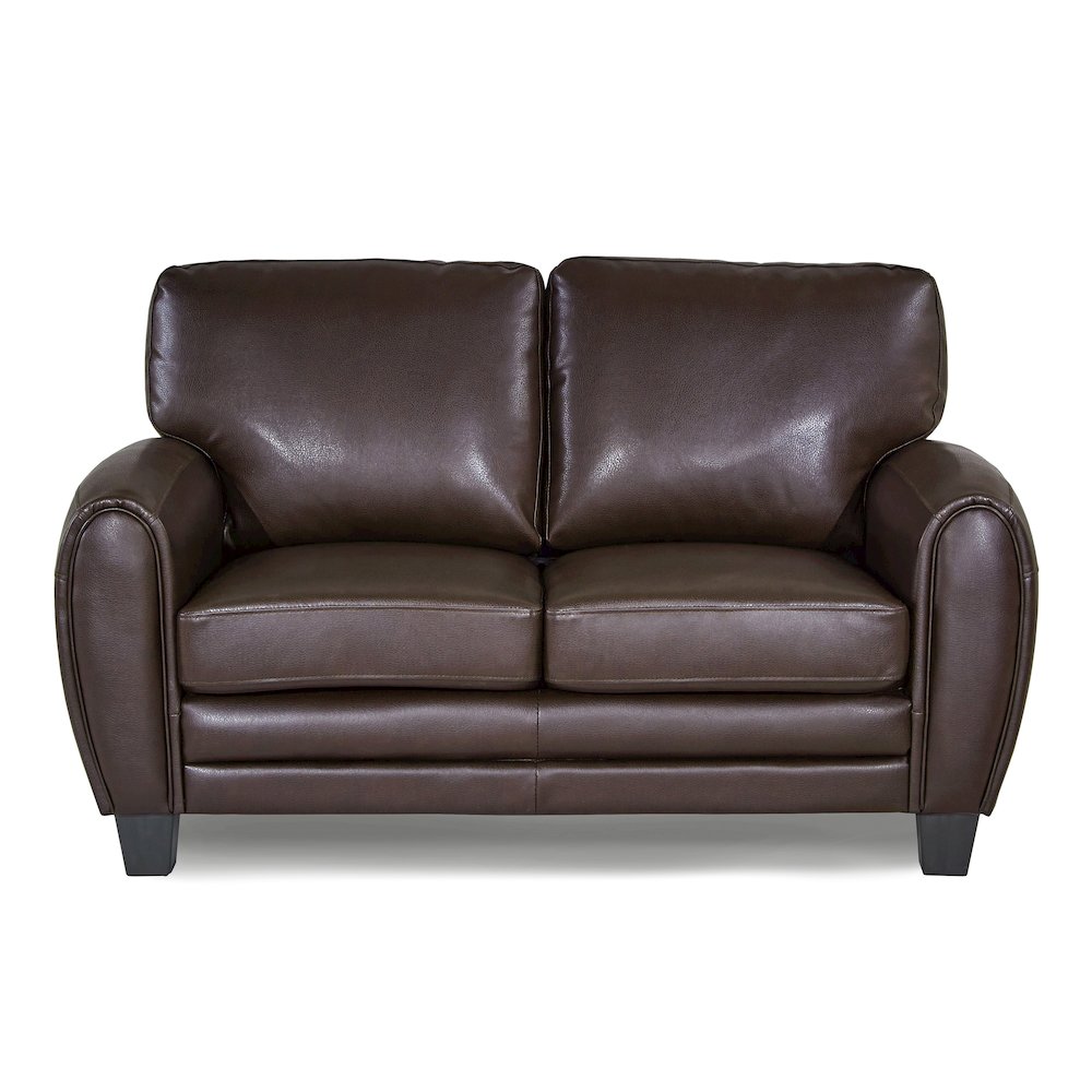 Rubin Faux Leather Love Seat In Dark Brown