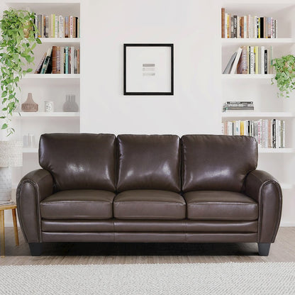 Rubin Faux Leather Sofa In Dark Brown