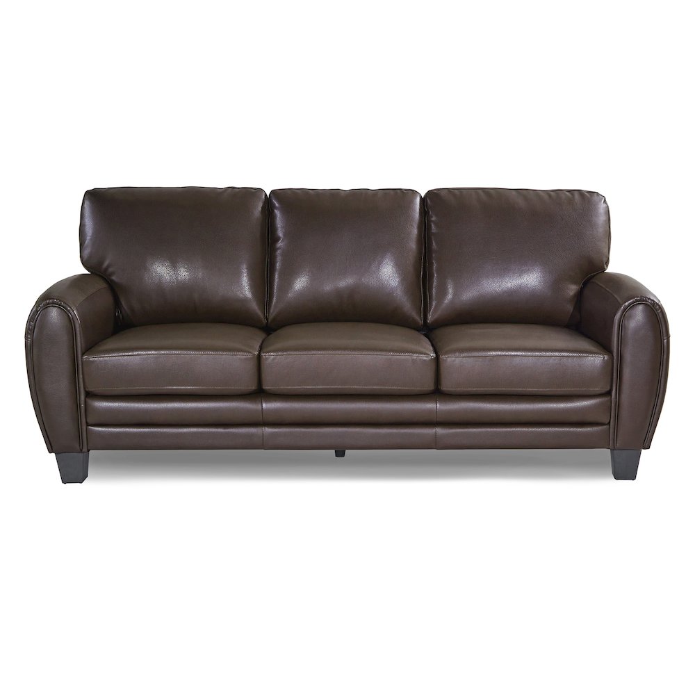 Rubin Faux Leather Sofa In Dark Brown