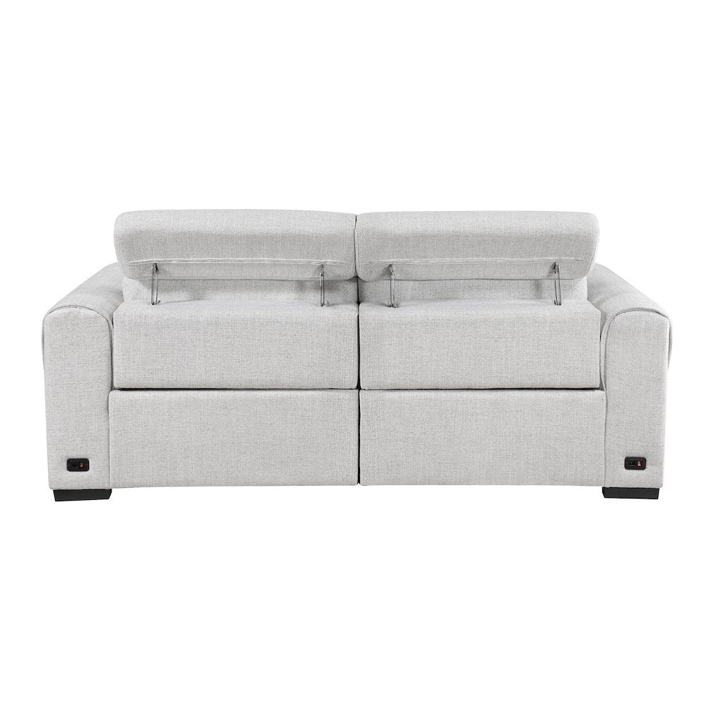 McPherson Chenille Power Double Reclining Love Seat in Cloud