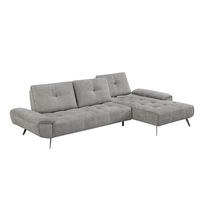 Dominic Chenille 2-Piece Sectional with Right Chaise in Dove Gray
