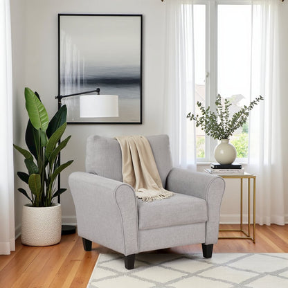 Sand Color Upholstered Arm Chair, Elegant Accent Chair for Living Room Spaces