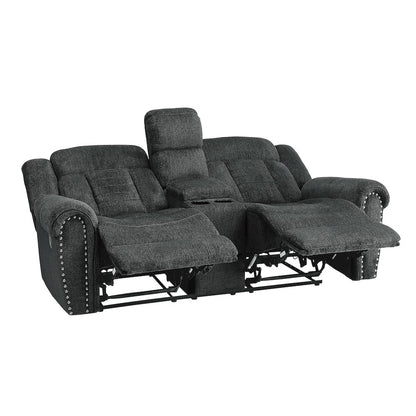 Nutmeg Chenille Double Reclining Love Seat In Gray