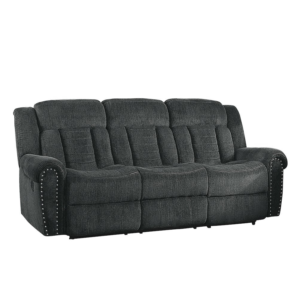 Nutmeg Chenille Double Reclining Sofa In Gray