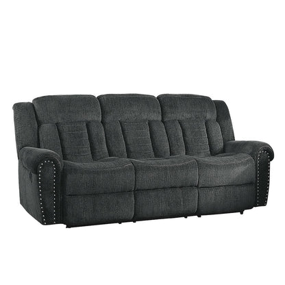 Nutmeg Chenille Double Reclining Sofa In Gray