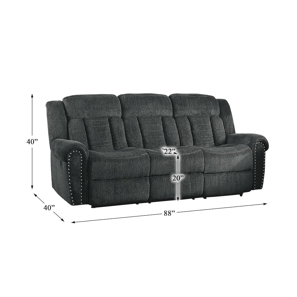 Nutmeg Chenille Double Reclining Sofa In Gray