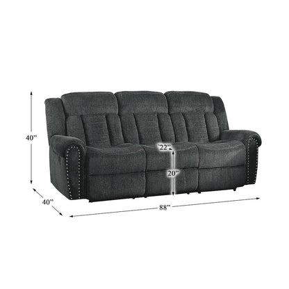 Nutmeg Chenille Double Reclining Sofa In Gray