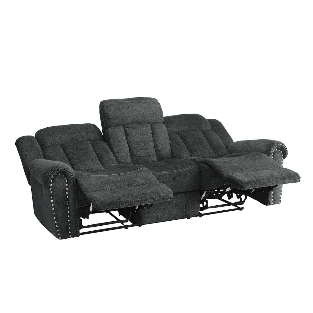 Nutmeg Chenille Double Reclining Sofa In Gray