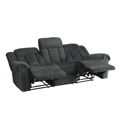 Nutmeg Chenille Double Reclining Sofa In Gray