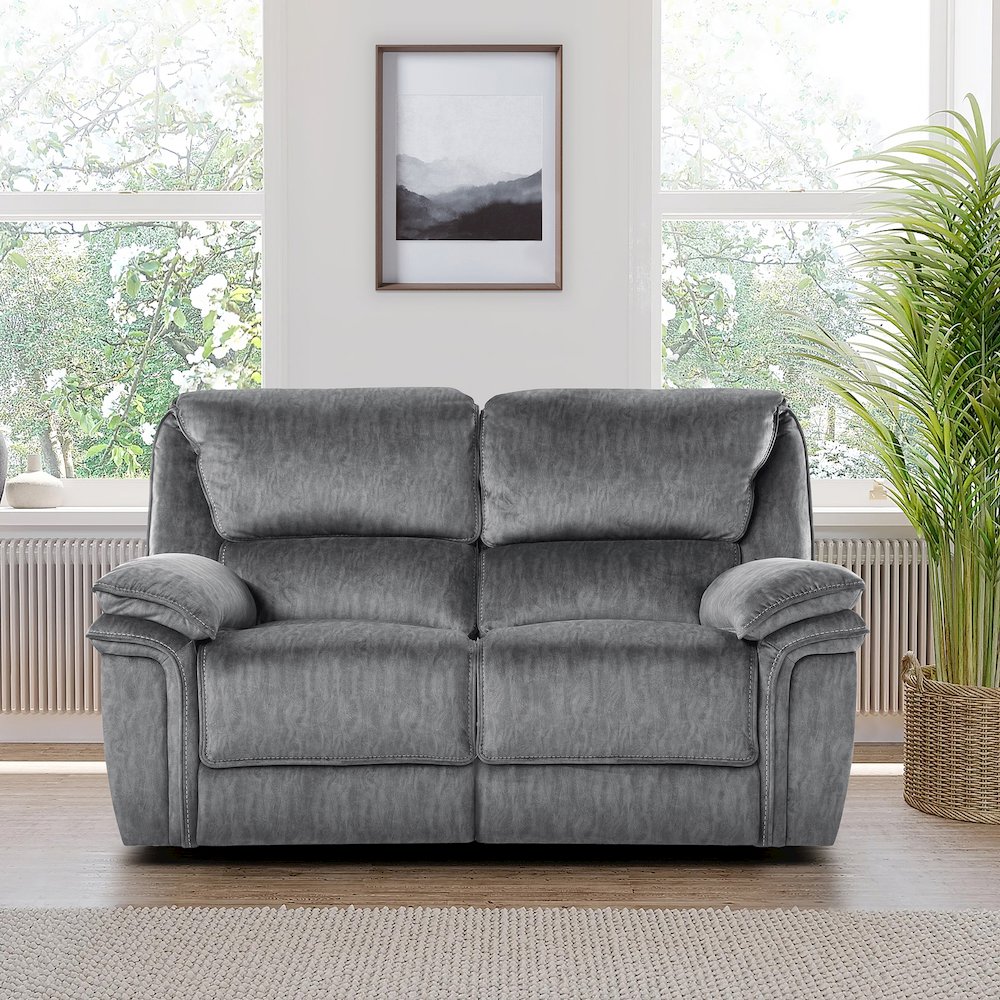Muirfield Microfiber Double Reclining Love Seat In Gray