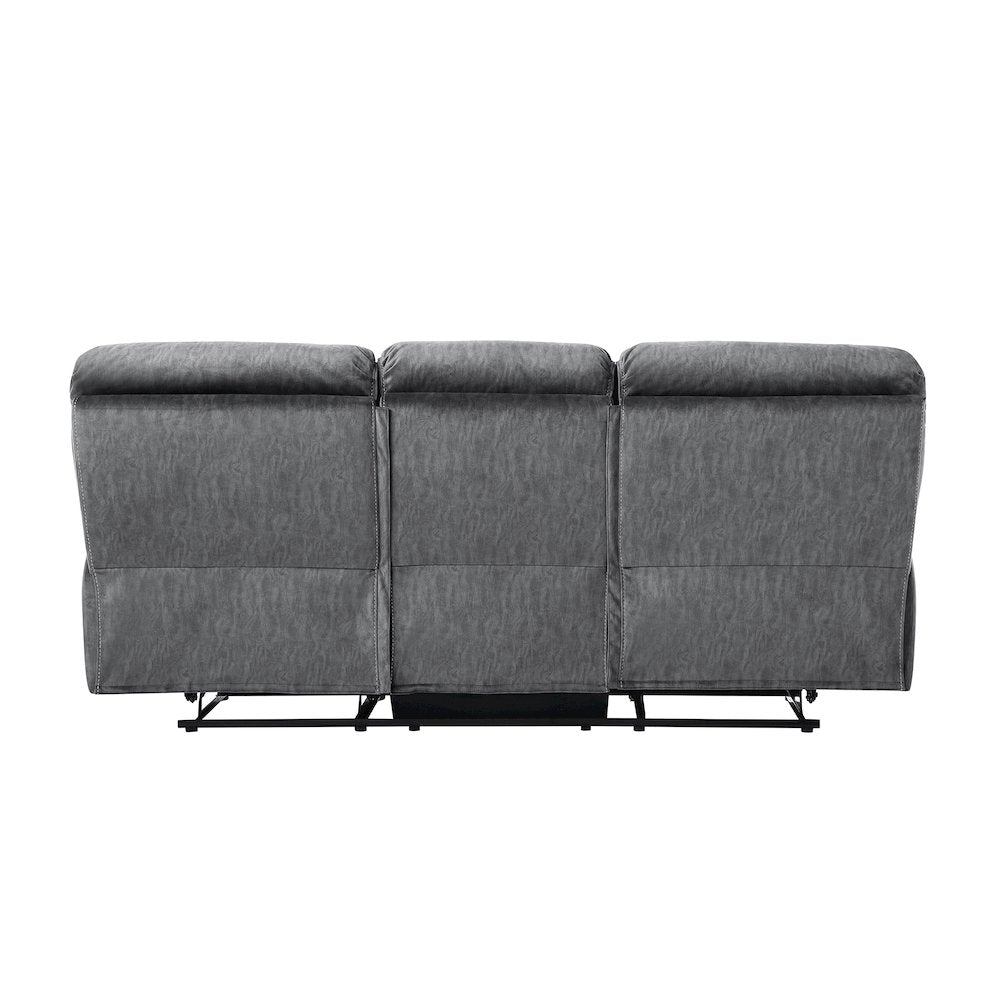 Muirfield Microfiber Double Reclining Sofa In Gray
