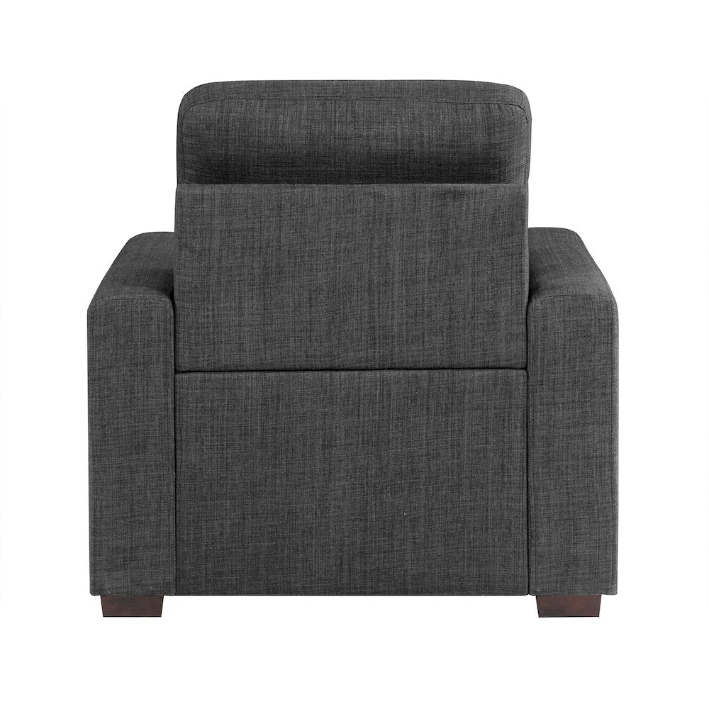 Mccafferty Textured Fabric Chair With Pull-Out Ottoman In Dark Gray