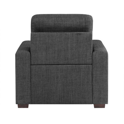 Mccafferty Textured Fabric Chair With Pull-Out Ottoman In Dark Gray